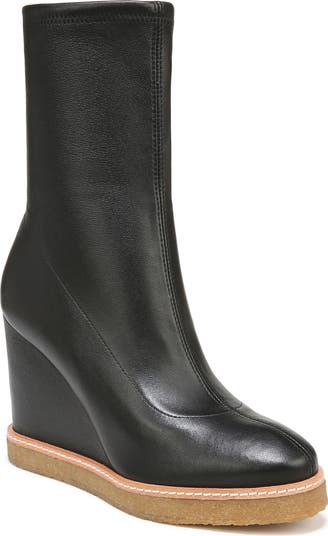 Leather wedge best sale boot
