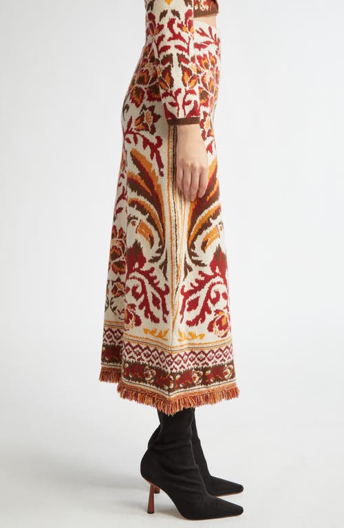 Shop Farm Rio Toucan Scarf Jacquard Knit Skirt In Toucans Scarf Cream