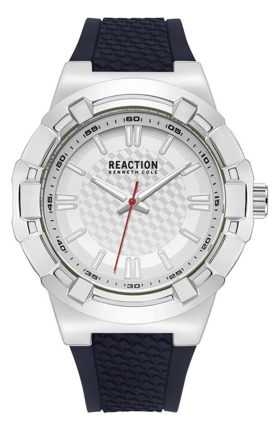 Kenneth Cole Reaction Classic Silicone Strap Watch, 46mm In White