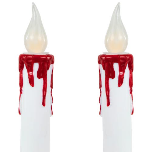 Northlight Led With Timer Dripping Blood Halloween Taper Candles In White