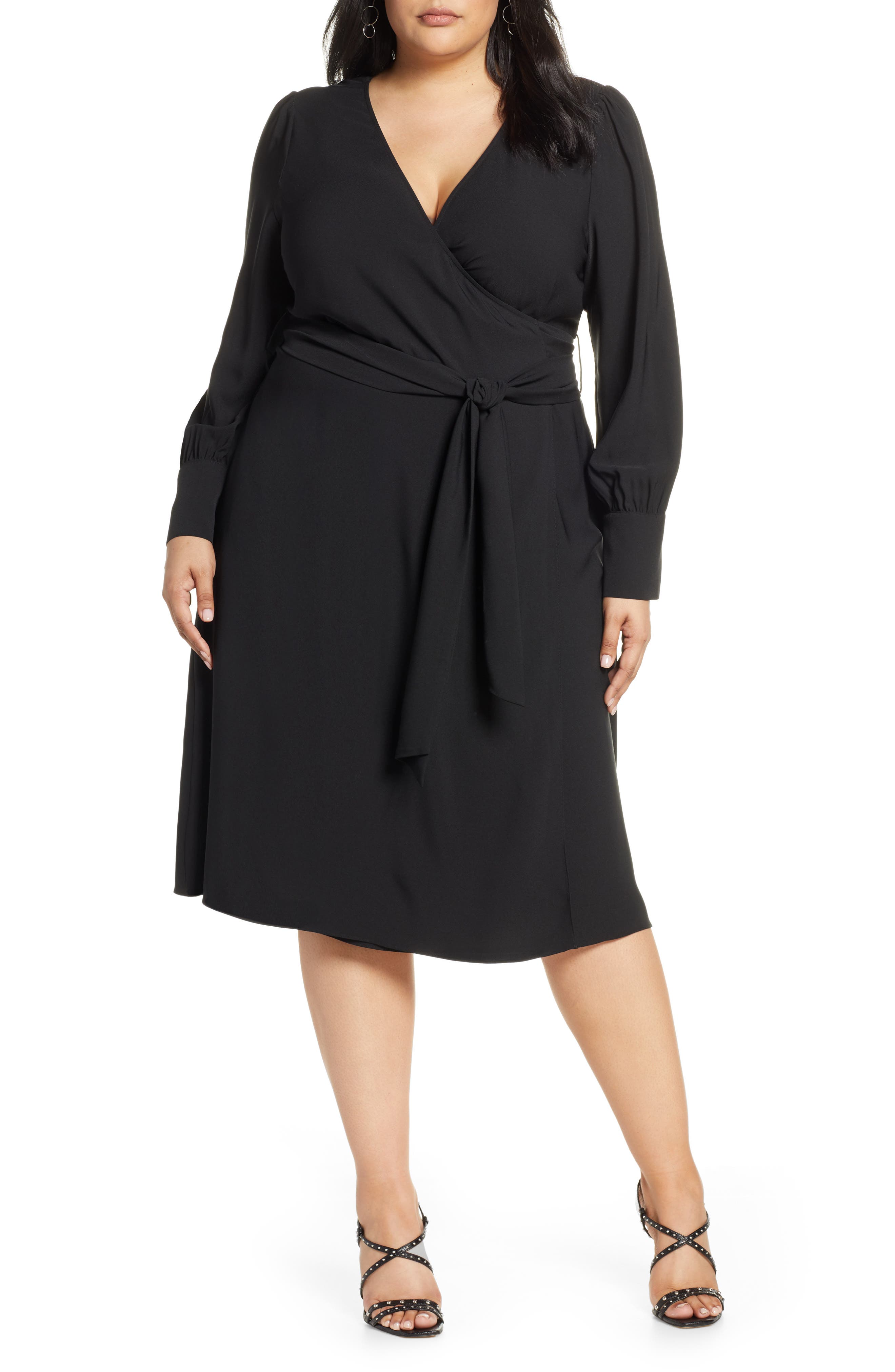 Plus Size Halogen Wrap Dress, Black