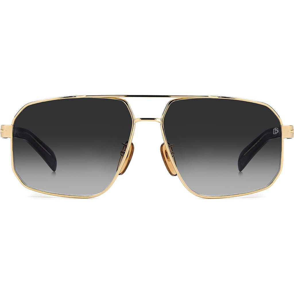David Beckham Eyewear 61mm Rectangular Sunglasses In Gold Black