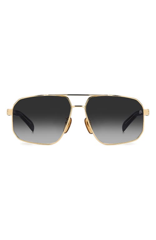 61mm Rectangular Sunglasses in Gold Black/Grey Shaded