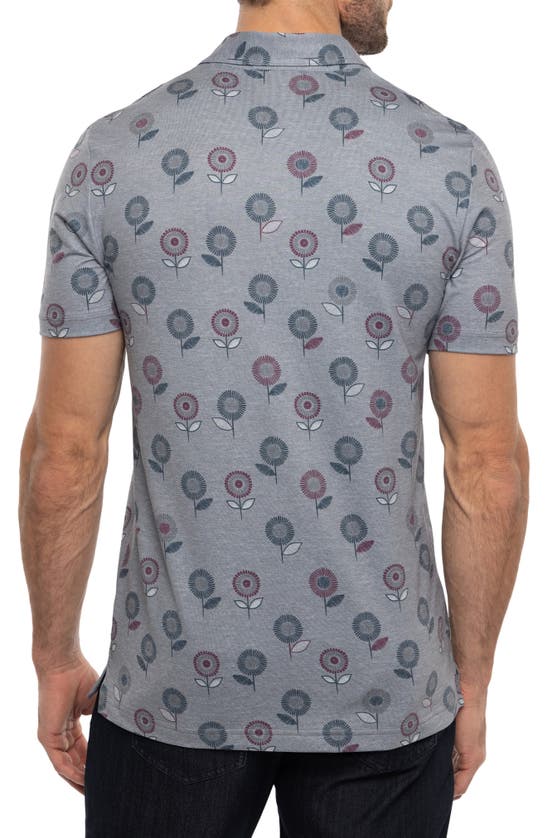 Travismathew Preboarding Floral Piqué Polo In Heather Med Grey
