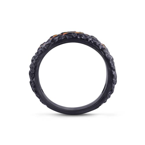 Luvmyjewelry Fire In My Soul Sterling Silver & Enamel Band Ring In Dark Grey