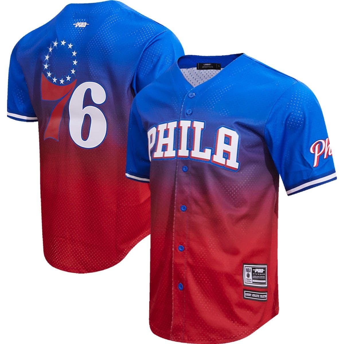 PRO STANDARD Men's Pro Standard Royal/Red Philadelphia 76ers Ombre Mesh