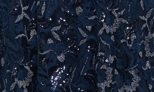 Alex Evenings Sequin Embroidered A-line Gown In Navy
