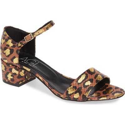 Agl Snake Embossed Leopard Print Sandal, Brown