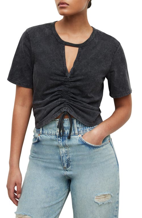 AllSaints Gigi Cutout Ruched Front Cotton T-Shirt at Nordstrom,