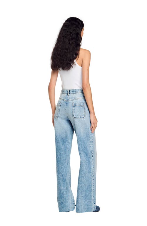 Shop Sandro High-rise Jeans In Light Bu Jean