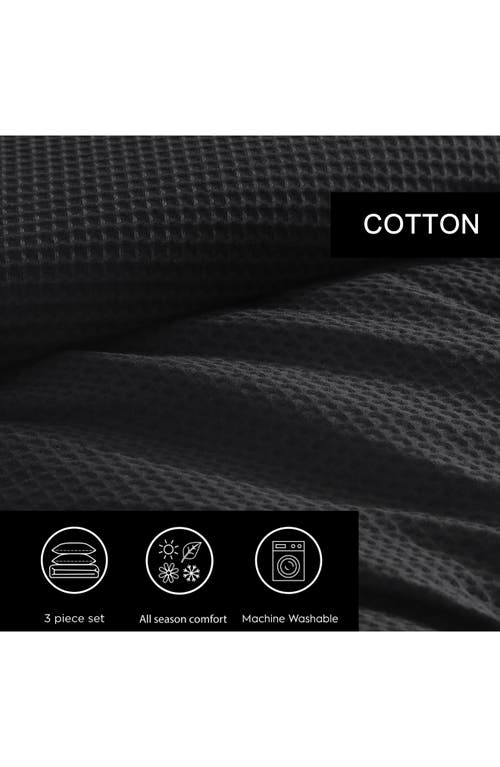 Vera Wang Waffle Stitch Pique Cotton Duvet Set In Black