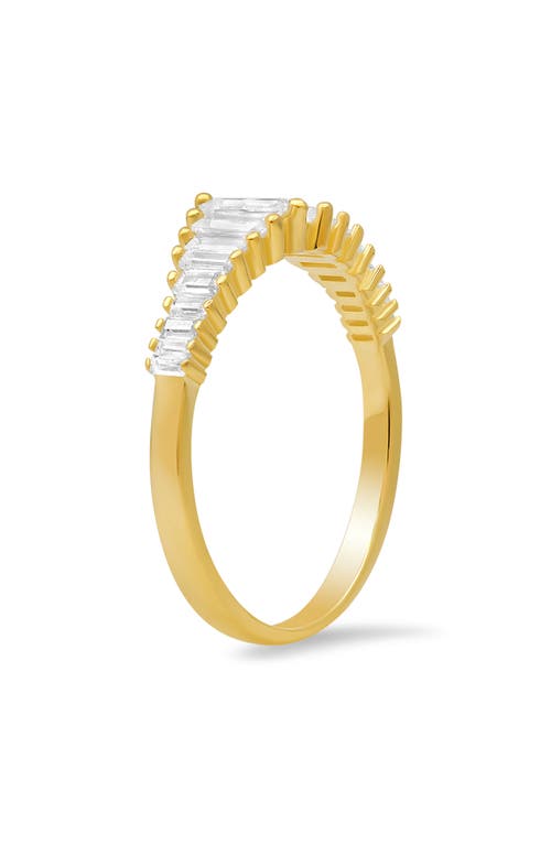 Queen Jewels Cz Baguette Cut Deco Ring In Gold