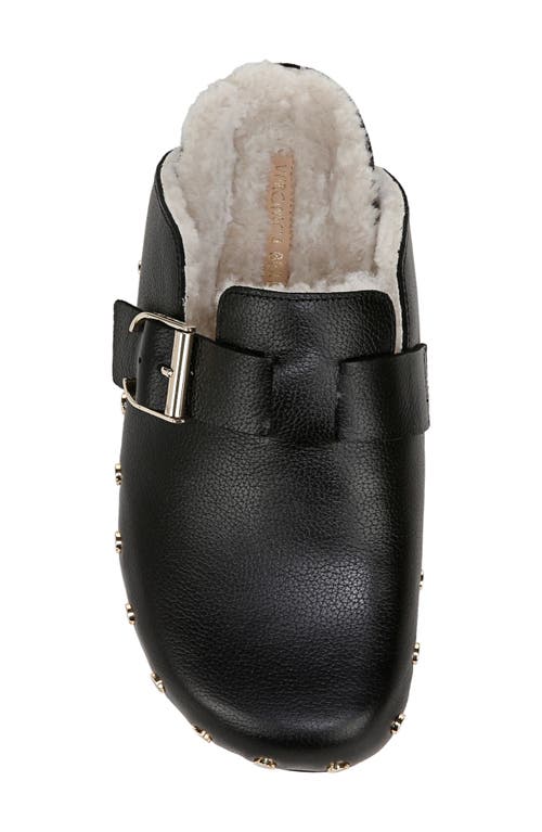 Veronica Beard Fern Leather Shearling Rivets Clogs In Black