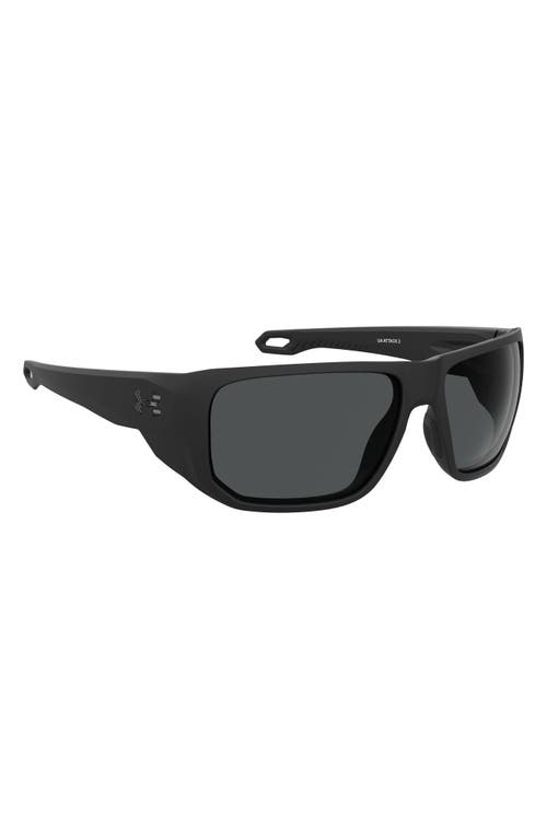 Shop Under Armour Attack 2 63mm Wrap Sunglasses In Matte Black/grey Oleophobic