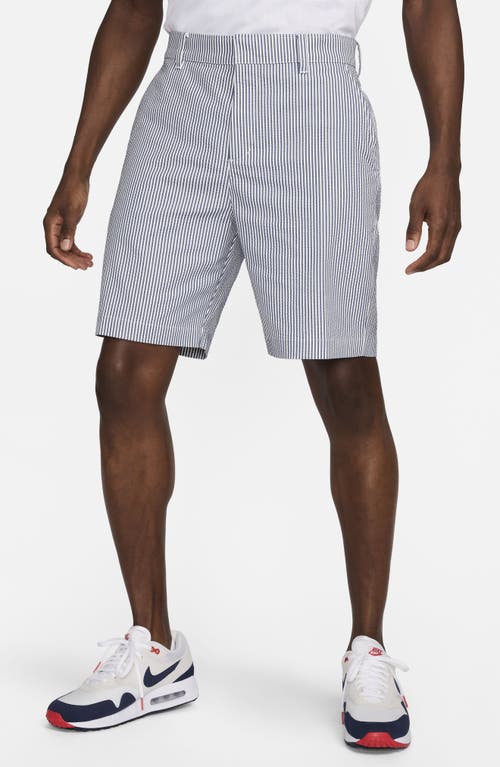 Shop Nike Golf Dri-fit Tour Seersucker Golf Shorts In Midnight Navy/pure/white