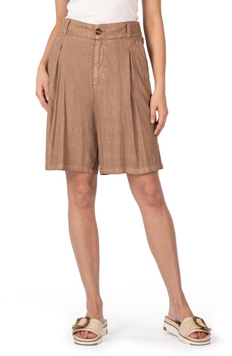 Pleated Linen Blend Shorts