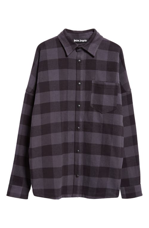 Shop Palm Angels Classic Logo Plaid Cotton Flannel Overshirt In Black White