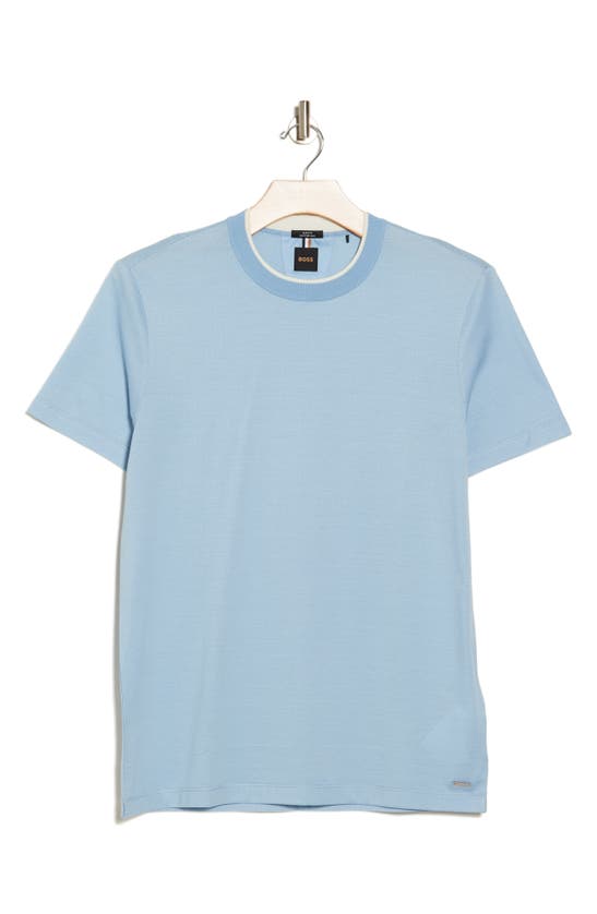 Shop Hugo Boss Boss Crewneck Cotton & Silk T-shirt In Light Blue