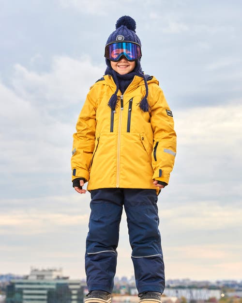 Shop Deux Par Deux Big Boy's Two Piece Technical Snowsuit Yellow And Navy In Dress Blue