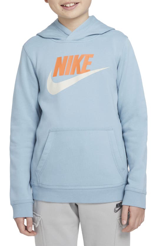 Nike Kids' Sportswear Club Fleece Hoodie In Worn Blue/ Rush Orange