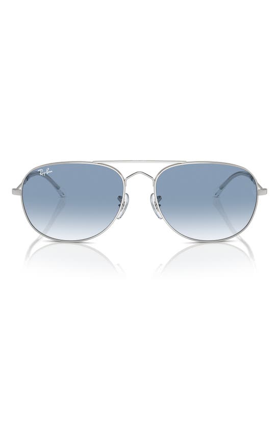 Shop Ray Ban Bain Bridge 60mm Gradient Pillow Aviator Sunglasses In Silver