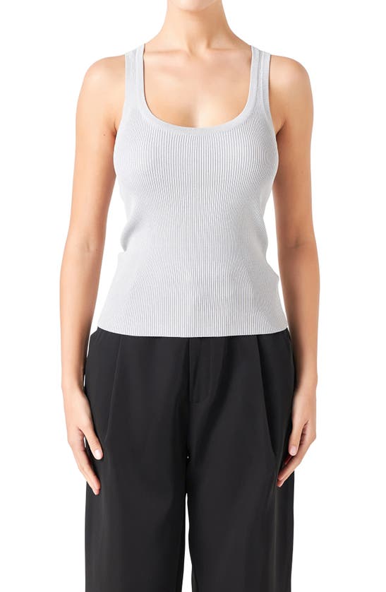 Shop Endless Rose Ribbed Sweater Tank Top In Heather Grey