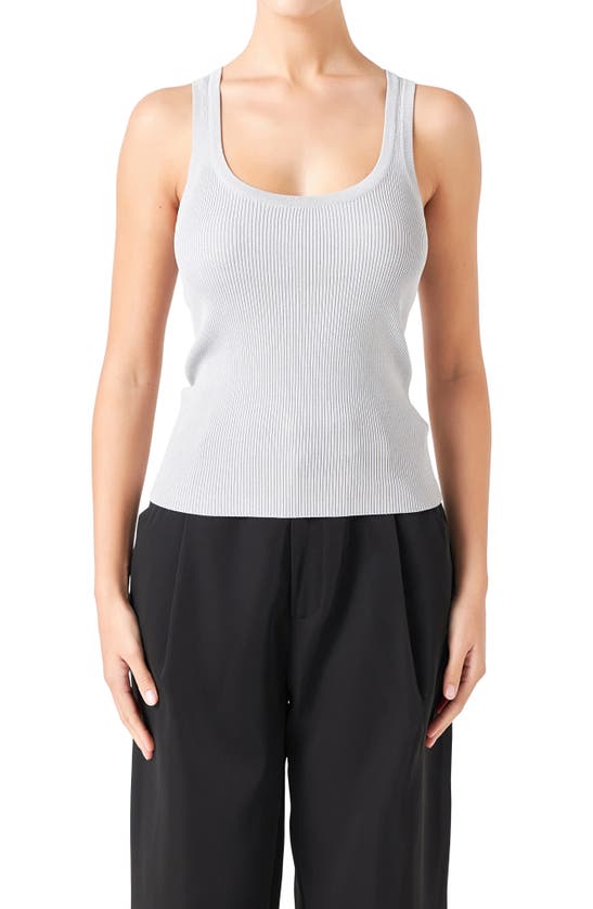 Endless Rose Ribbed Sweater Tank Top In Heather Grey