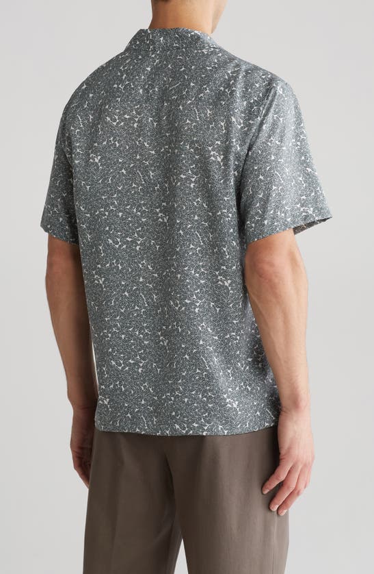 Shop Theory Noll Floral Short Sleeve Button-up Camp Shirt In Ivory/ Balsam Green