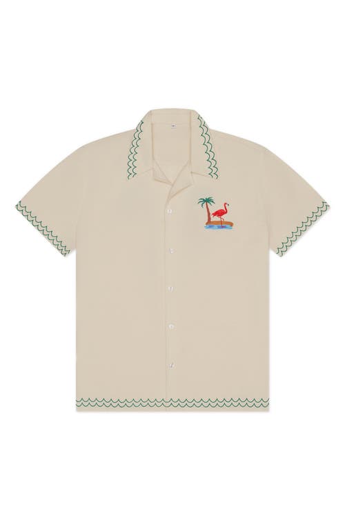 Mavrans Embroidered Organic Cotton Camp Shirt In White Multi