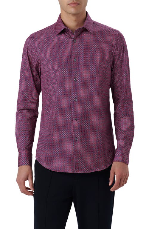 Bugatchi James OoohCotton Geometric Print Button-Up Shirt Magenta at Nordstrom,