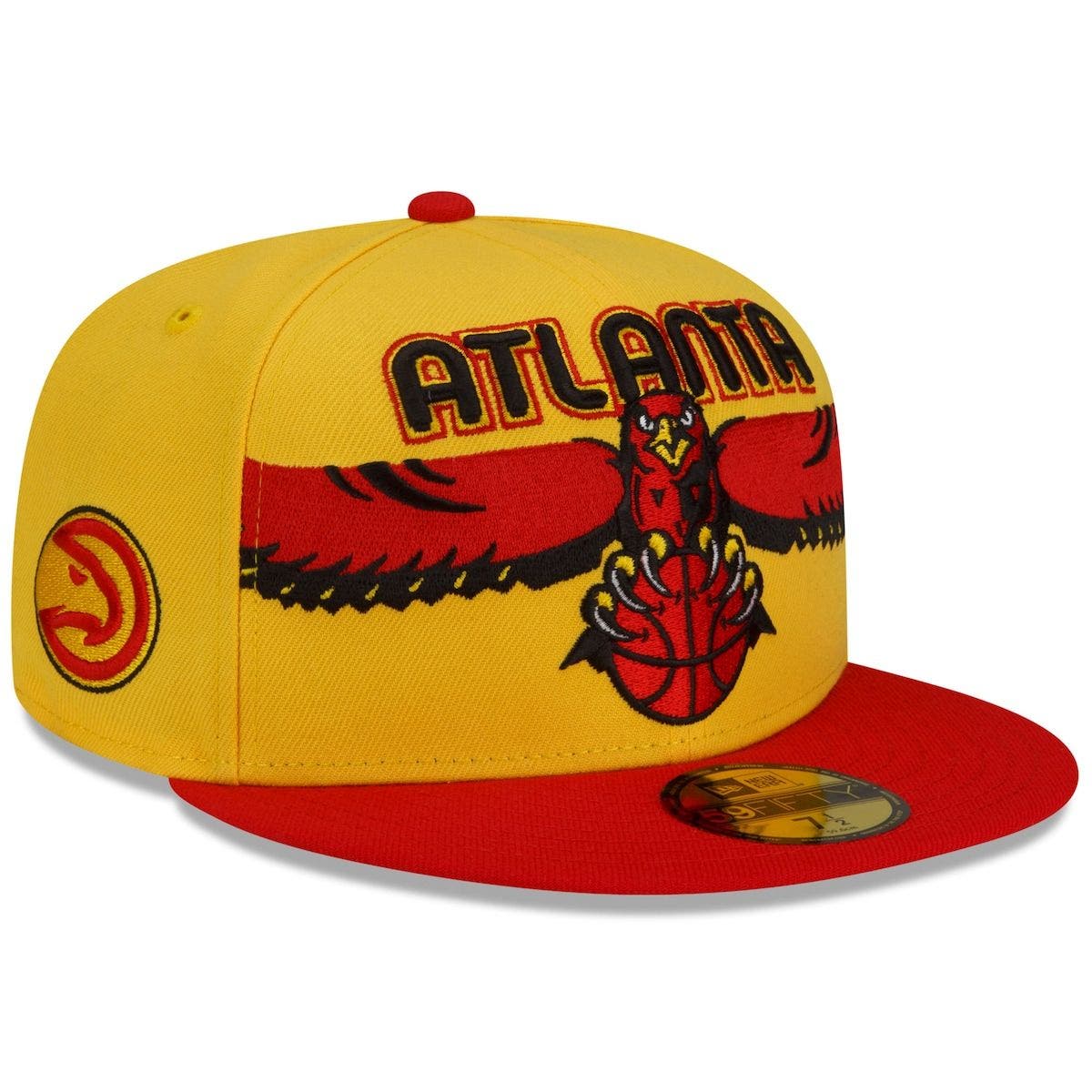 yellow and red fitted hats