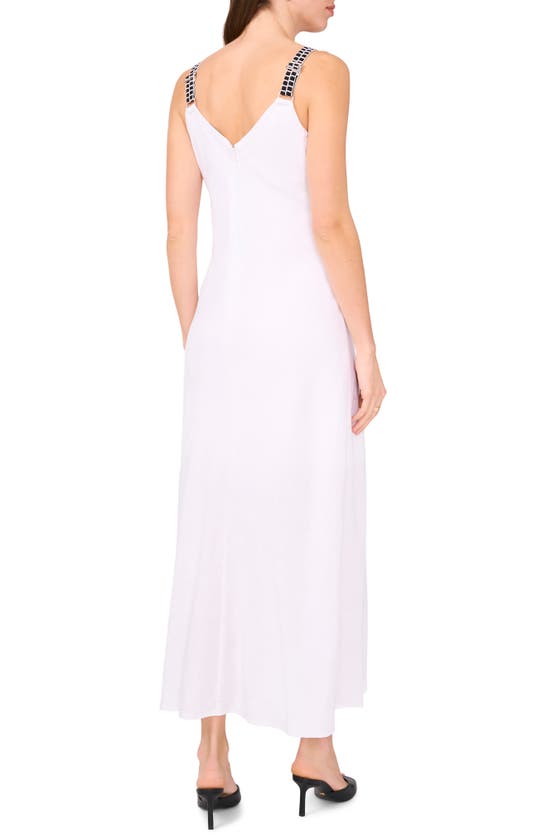 Shop Halogen (r) Rail Track Detail Linen Blend Midi Dress In Bright White