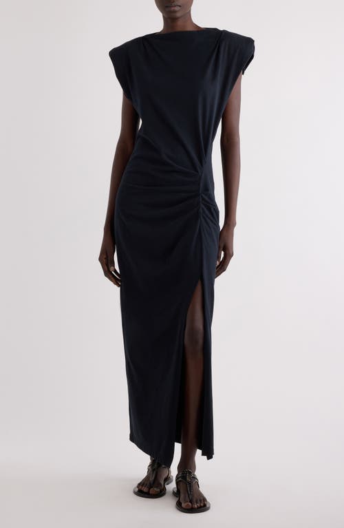 Isabel Marant Cotton Nadela Dress Cap Sleeves Midi Length In Black