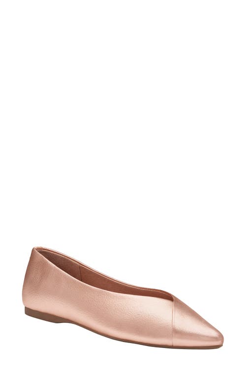 Goldfinch Pointed Toe Flat in Rose Gold Leather