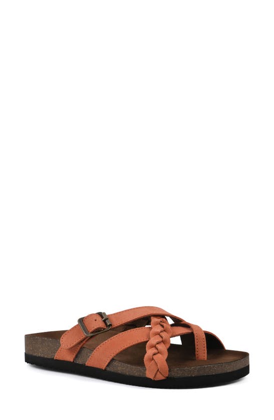 White Mountain Footwear Harrington Leather Footbed Sandal In Aperol Spritz/ Suede