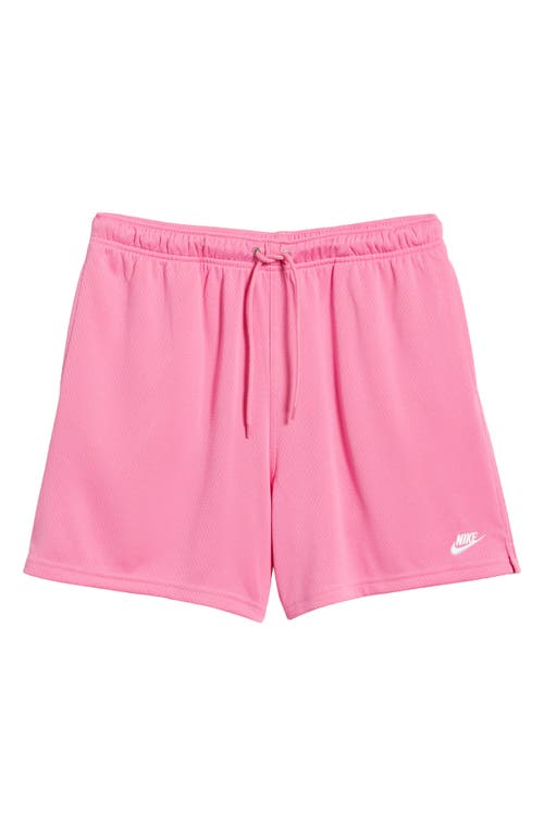 Shop Nike Club Flow Mesh Athletic Shorts In Playful Pink/white