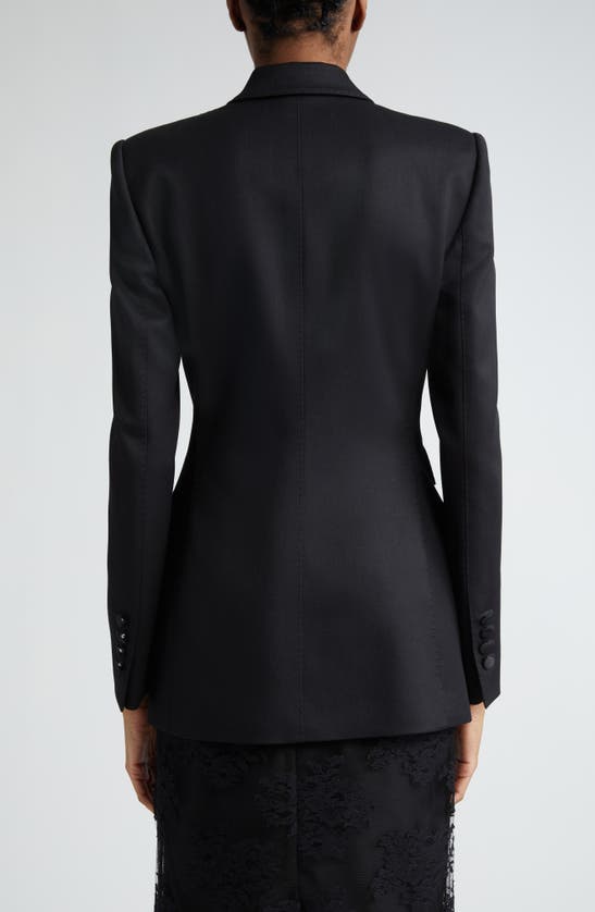Dolce & Gabbana Dolce&gabbana Double Breasted Wool Blend Tuxedo Jacket In Nero
