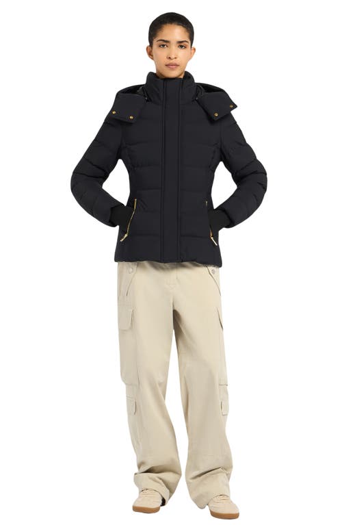 Moose Knuckles Betta Puffer Jacket With Detachable Hood And Shearling Trim In Black W Black S