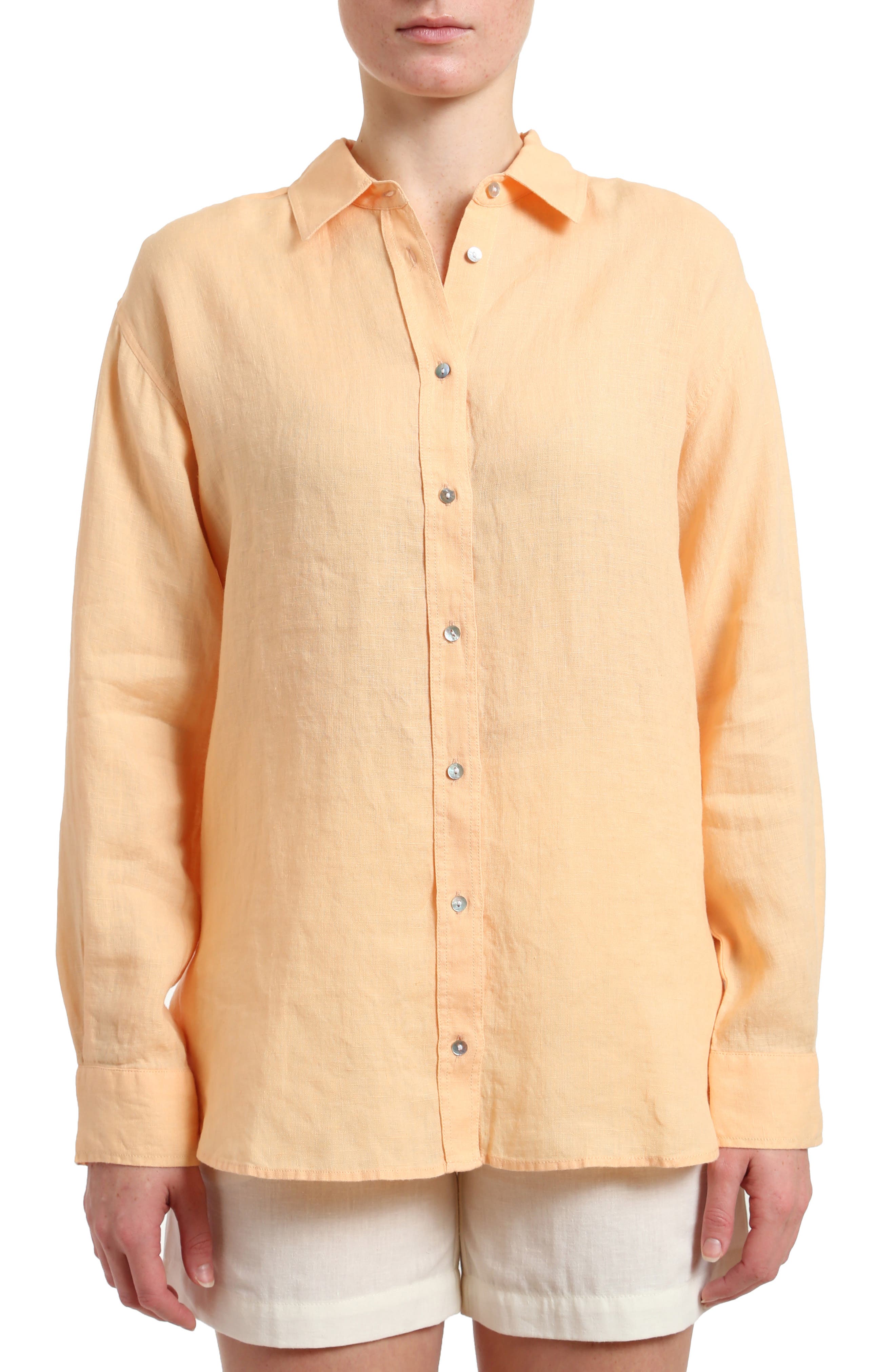 mustard button down shirt women's