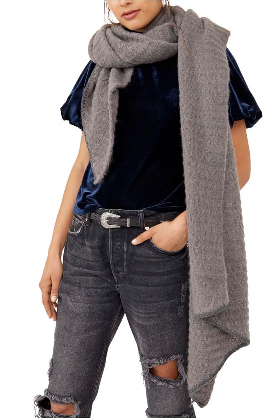 Free People Ripple Recycled Blend Blanket Scarf In Gray