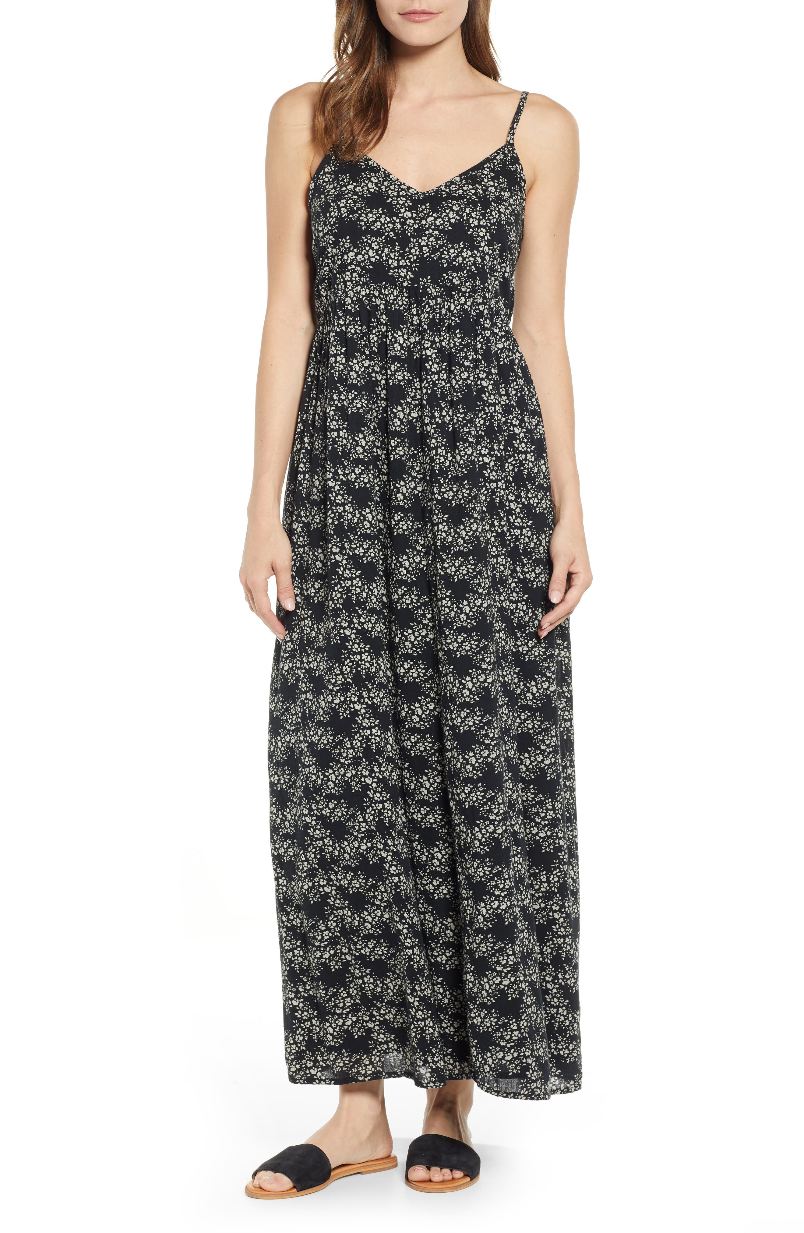 Petite Caslon Print Slip Maxi Dress, Blue