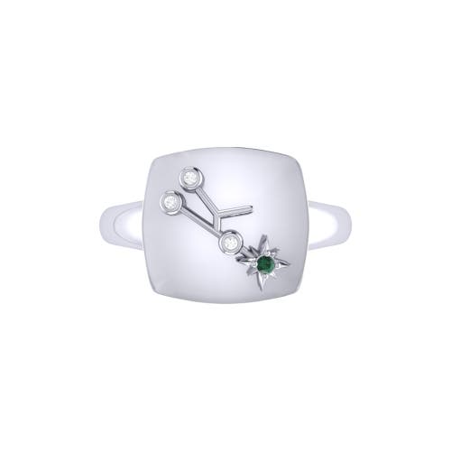 Shop Luvmyjewelry Taurus Emerald & Diamond Signet Ring In Silver