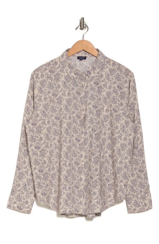 Splendid Versailles Floral Cotton Blend Button-up Shirt In Gray