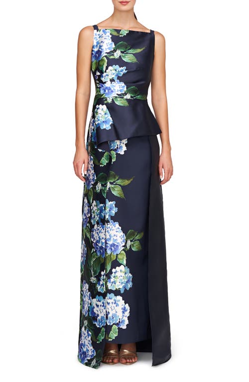 Kay Unger Barbara Floral Gown Midnight Blue at Nordstrom,