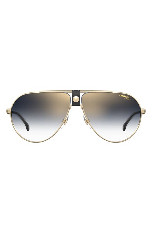 Carrera Eyewear 63mm Oversize Gradient Aviator Sunglasses in Black Gold/Blue Gradient