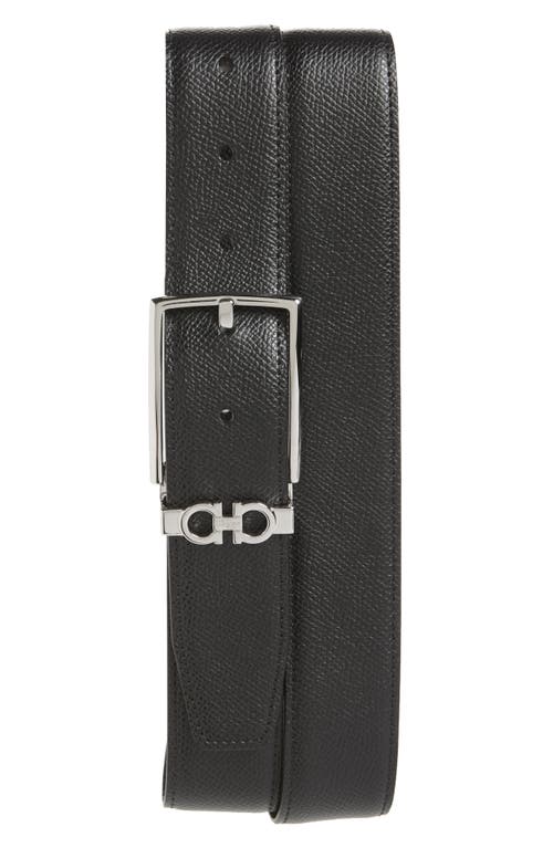 Ferragamo Reversible Leather Belt In Nero/t.moro