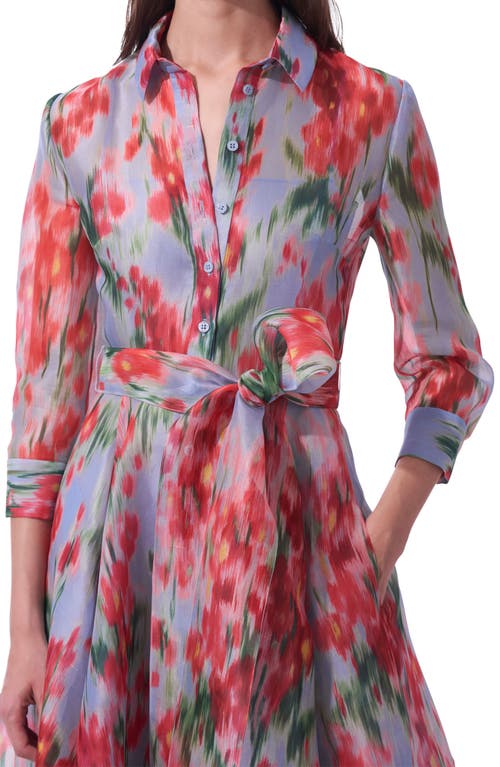 Shop Carolina Herrera Floral Print Silk Chiffon Trench Gown In Haze Multi