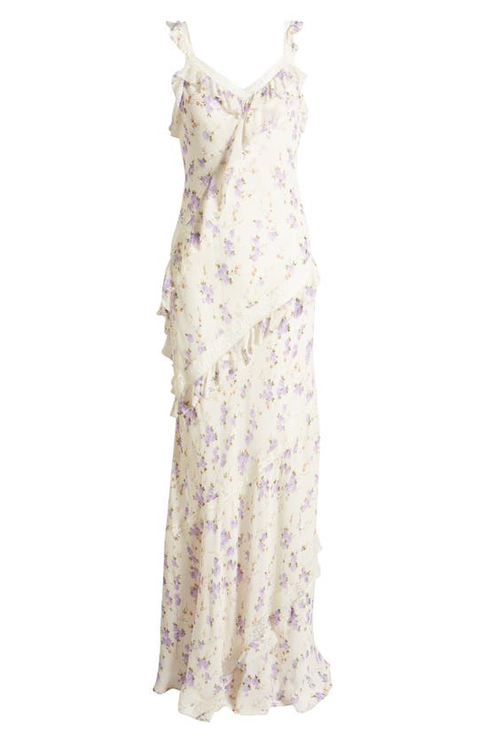 Shop Loveshackfancy Radiance Floral Ruffle Maxi Dress In Dusty Lavender