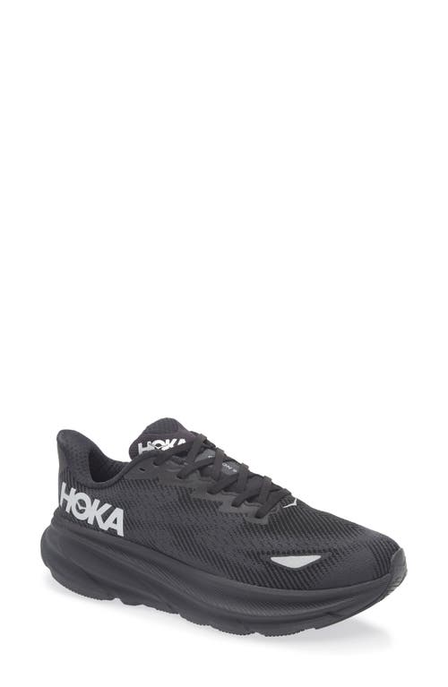 Shop Hoka Clifton 9 Running Shoe In Black/black/black