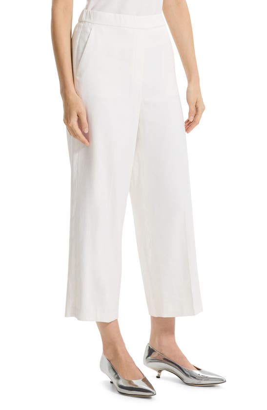 Shop Theory Pull-on Linen Blend Wide Leg Pants In Ivory